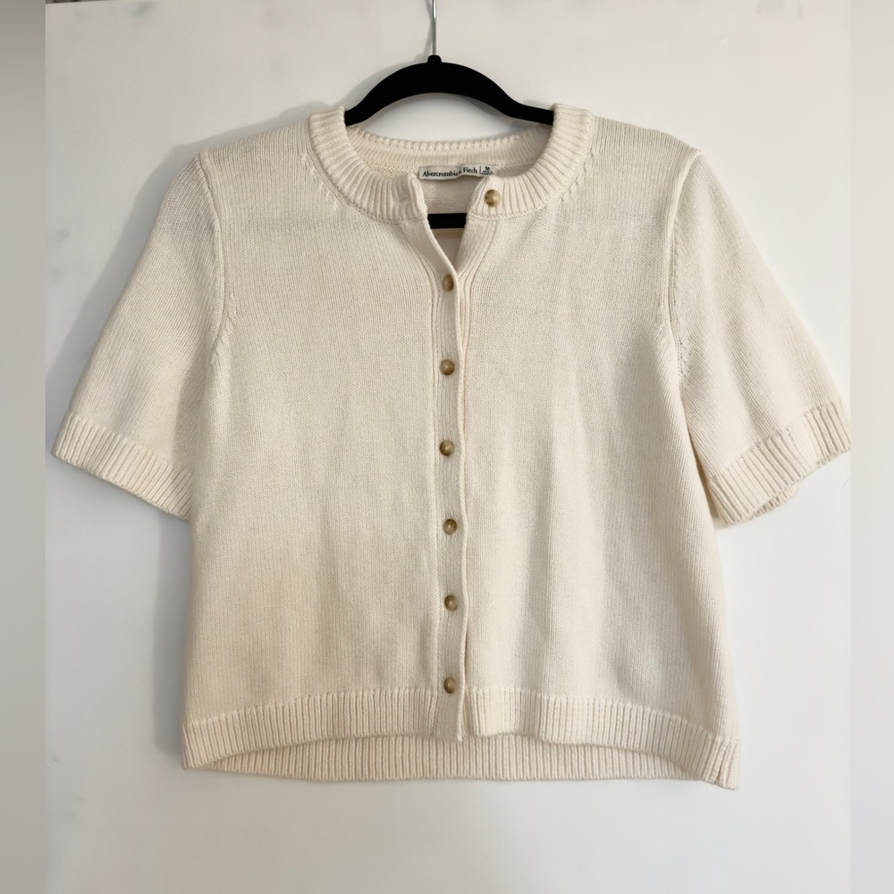 Abercrombie & Fitch Cream Button-Up Cardigan